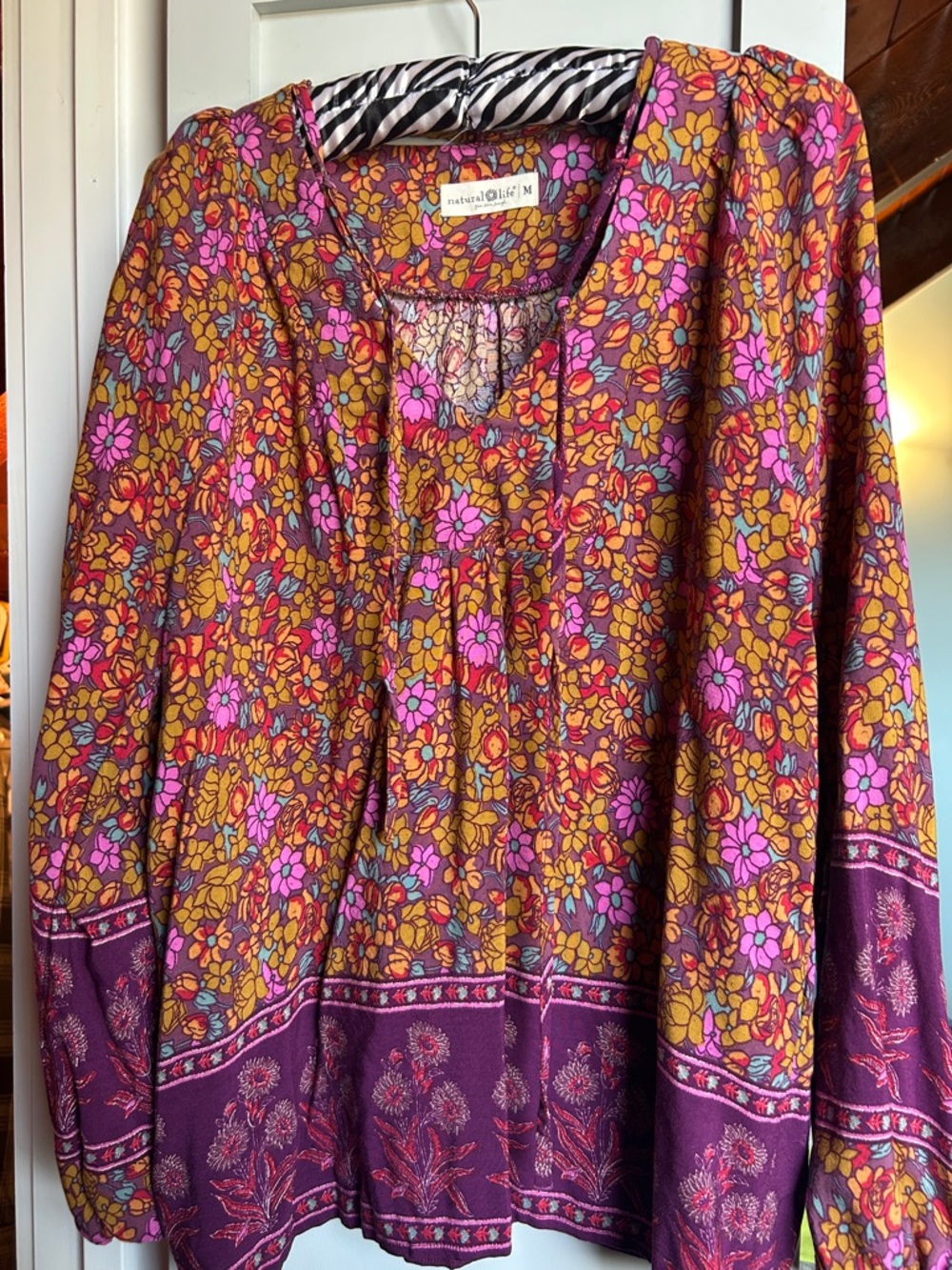 NATURAL LIFE Floral Tunic Top - Marigold & Magenta